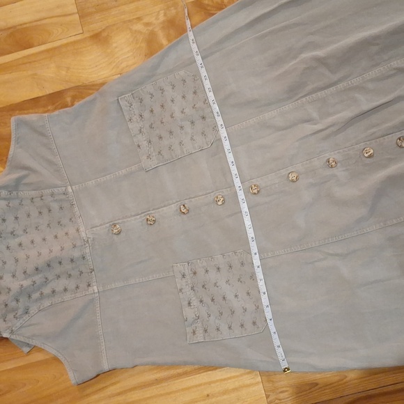 Vintage 90's Nina Piccalino Cotton Overall Dress Sage Green Plus Size XXL Floral - Picture 12 of 13